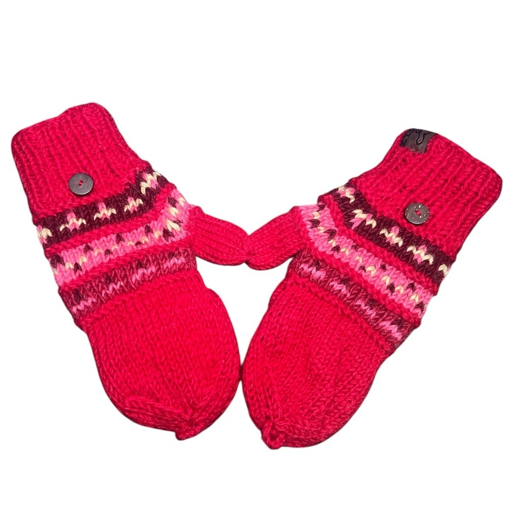 Turtle Fur Red Knit mittens - Picture 2 of 5